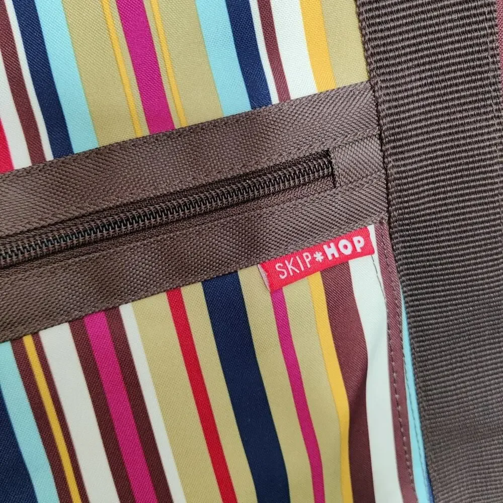 Skip Hop Brown Multi Color Striped Diaper Bag